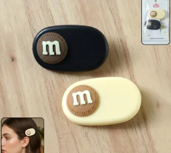 Alphabet Letter Decorative Oval Hair Clips Set – 2 Pieces