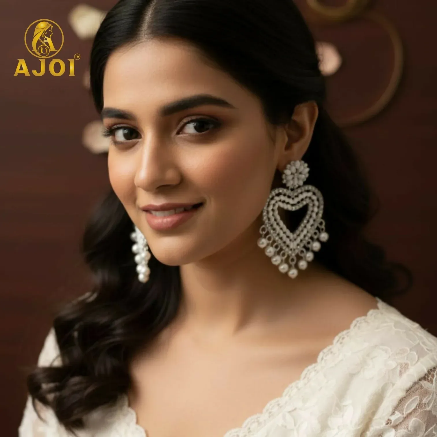 Heart-Shaped Pearl Drop Earrings For Women And Girls - Detailed Feature View 1