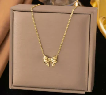 Elegant Gold Bow Pendant Necklace for Women | Minimalist Chain Necklace | Stylish Daily Wear Jewelry
