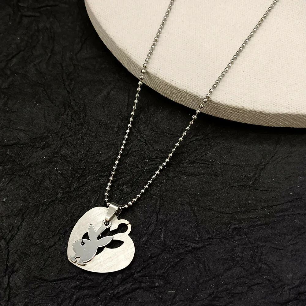 Premium Elegant Stylish Heart Pendant Necklace with Rabbit Cutout Design Chain Jewelry - Buy Online at Alikart