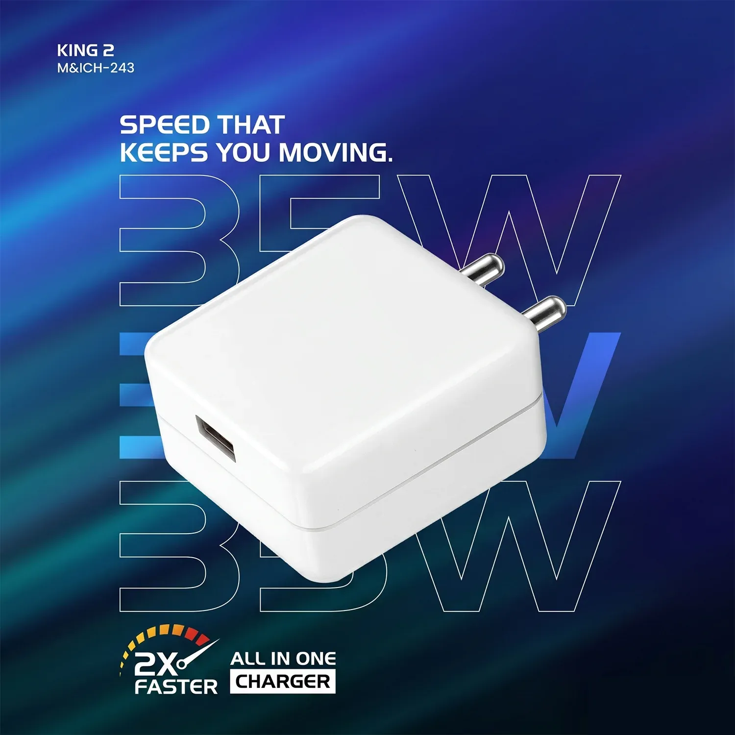 King 2 Series 35W Fast Charging Power Adapter with Type-C Cable - Detailed Feature View 2