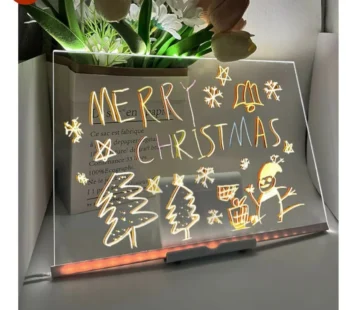 LED Message Writing Board 6×6 Inch with 7 Neon Markers USB