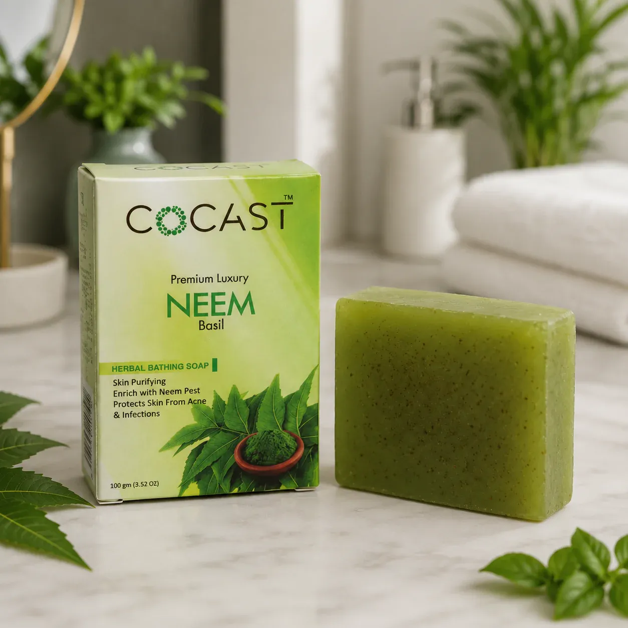 Premium COCAST Premium Luxury Neem Basil Herbal Bathing Soap (100gm) - Buy Online at Alikart