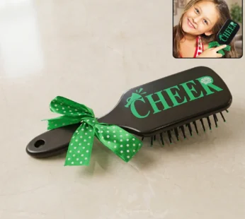 Kids Printed Hair Brush with Cute Ribbon Bow Handle Detangling Hair Comb (1 Pc)