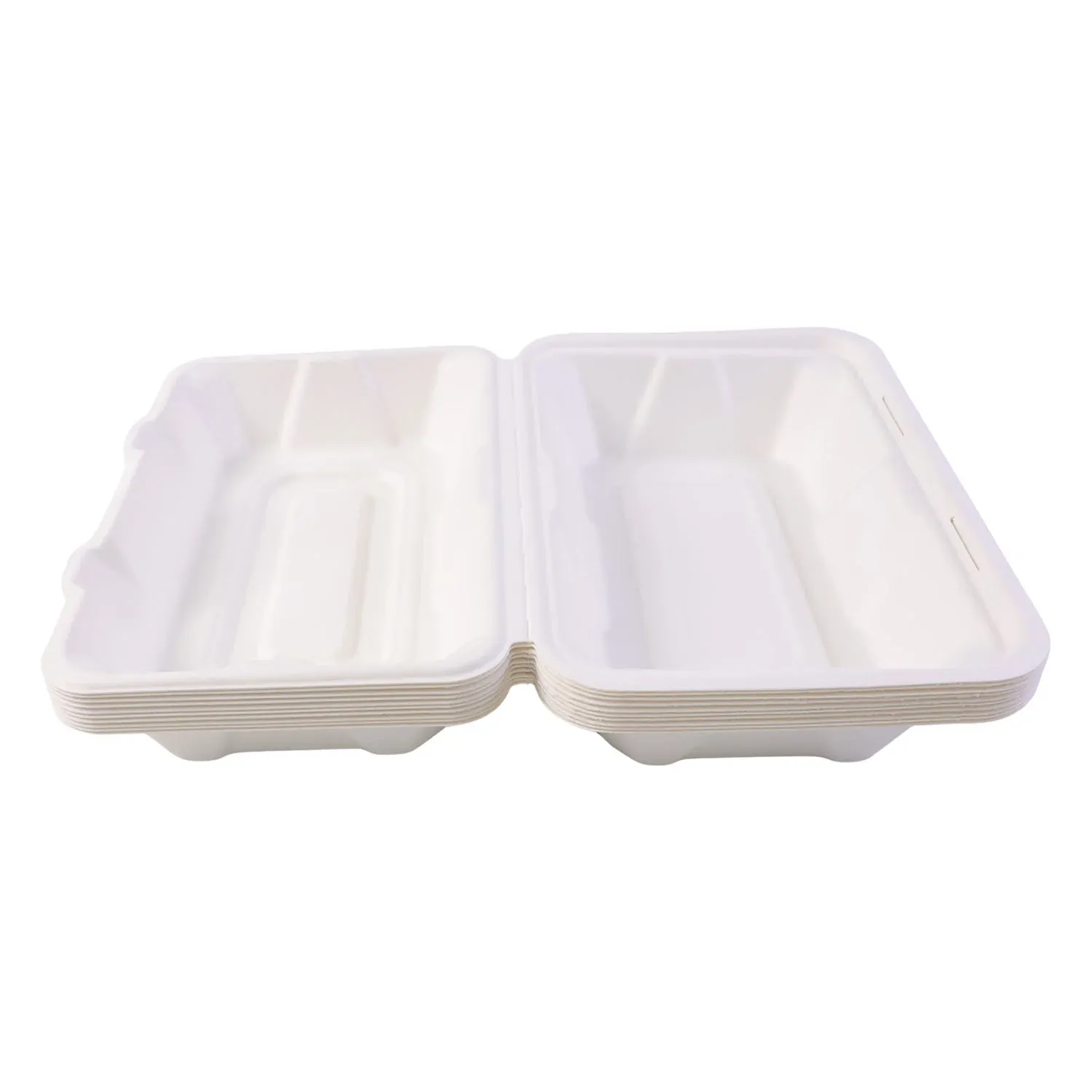 Bagasse Clamshell Food Box – Eco-Friendly 9x6 Inch Disposable Set - Detailed Feature View 3