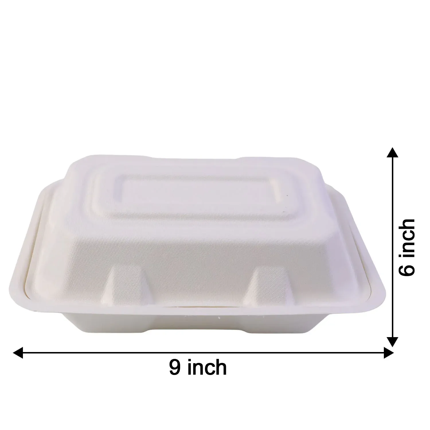 Bagasse Clamshell Food Box – Eco-Friendly 9x6 Inch Disposable Set - Detailed Feature View 5