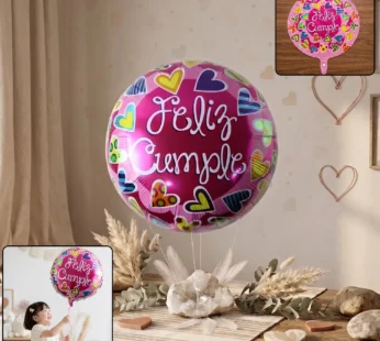 Feliz Cumple Round Foil Balloon – Colorful Birthday Decoration (1 Pc)