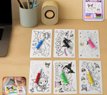 Kuromi-Themed Kids Coloring Book Set – 6 Sheets & 6 Markers