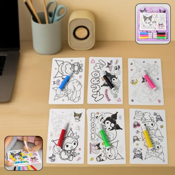 Kuromi-Themed Kids Coloring Book Set – 6 Sheets & 6 Markers