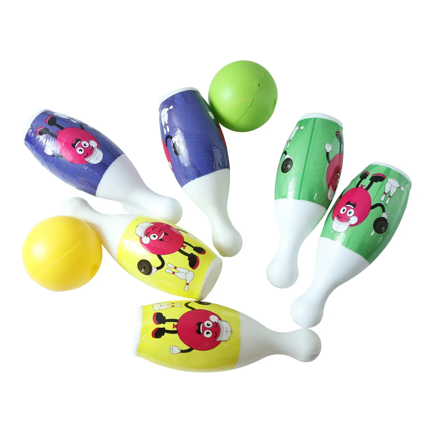 Kids Bowling Set with 6 Colorful Pins and 2 Balls (1 Set) - Detailed Feature View 3
