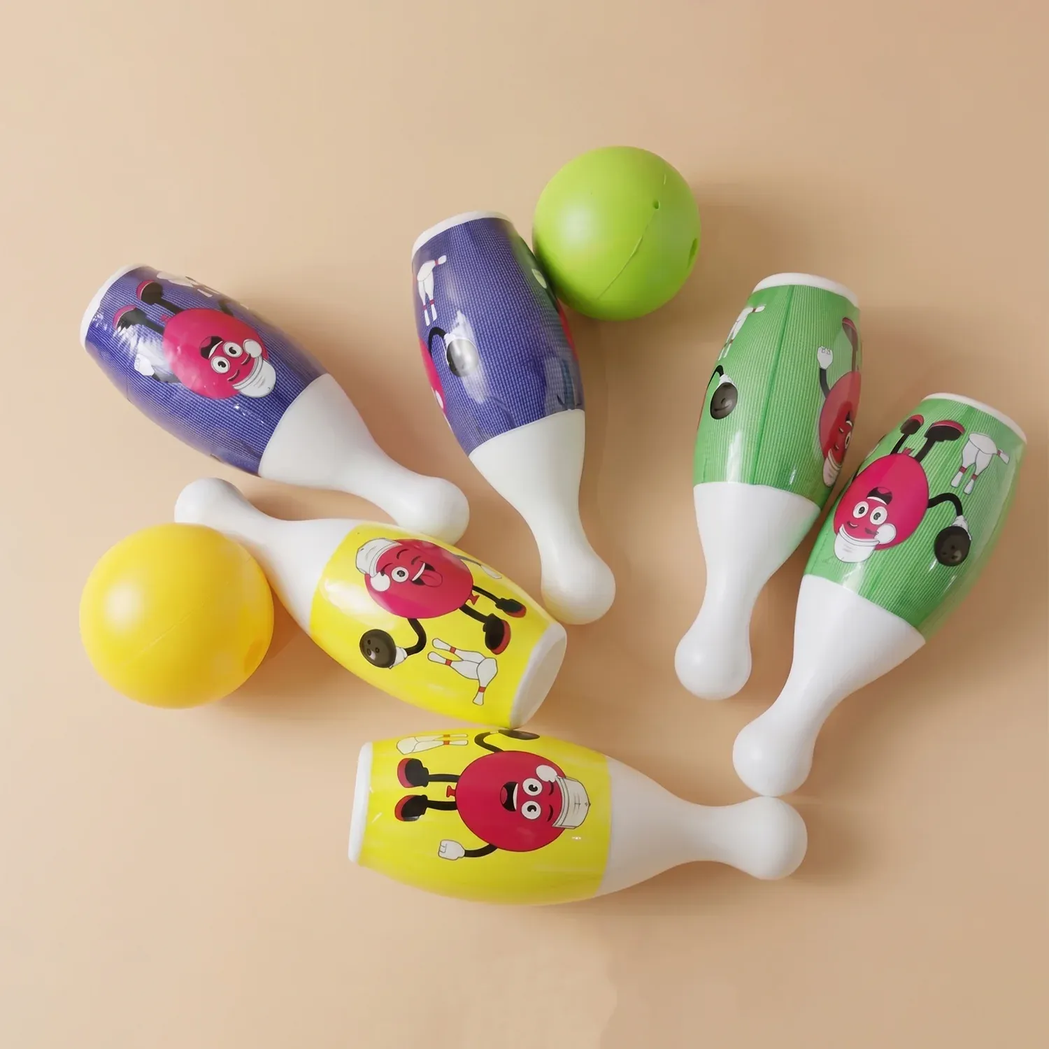 Kids Bowling Set with 6 Colorful Pins and 2 Balls (1 Set) - Detailed Feature View 6