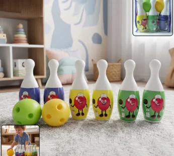 Kids Bowling Set with 6 Colorful Pins and 2 Balls (1 Set)