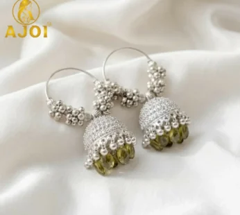 Silver Mint Green with Emerald Drops