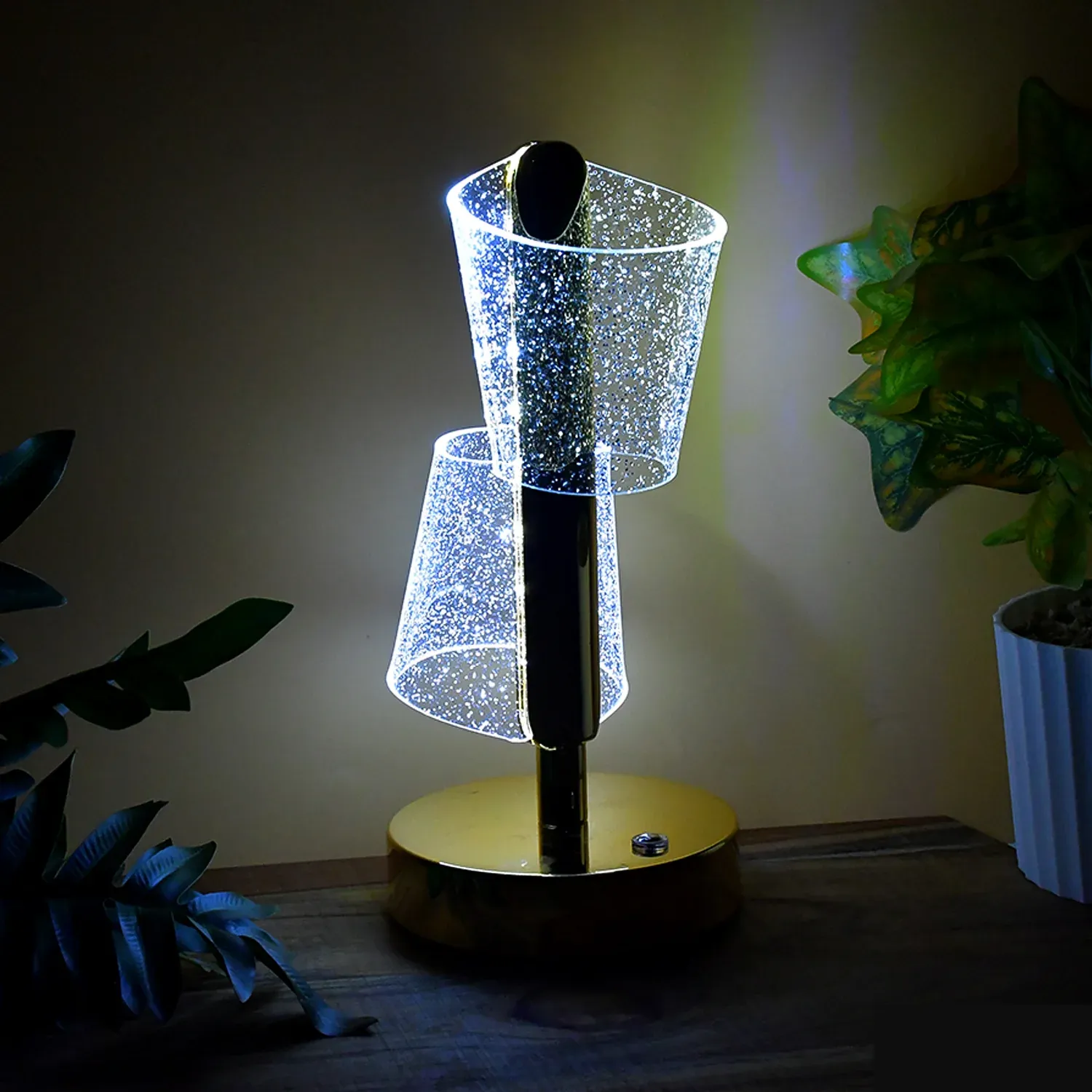 Modern Luxury Crystal LED Double Shade Table Lamp (1 Pc) - Detailed Feature View 3