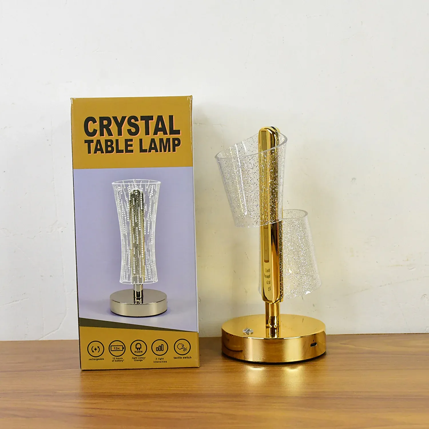 Modern Luxury Crystal LED Double Shade Table Lamp (1 Pc) - Detailed Feature View 8