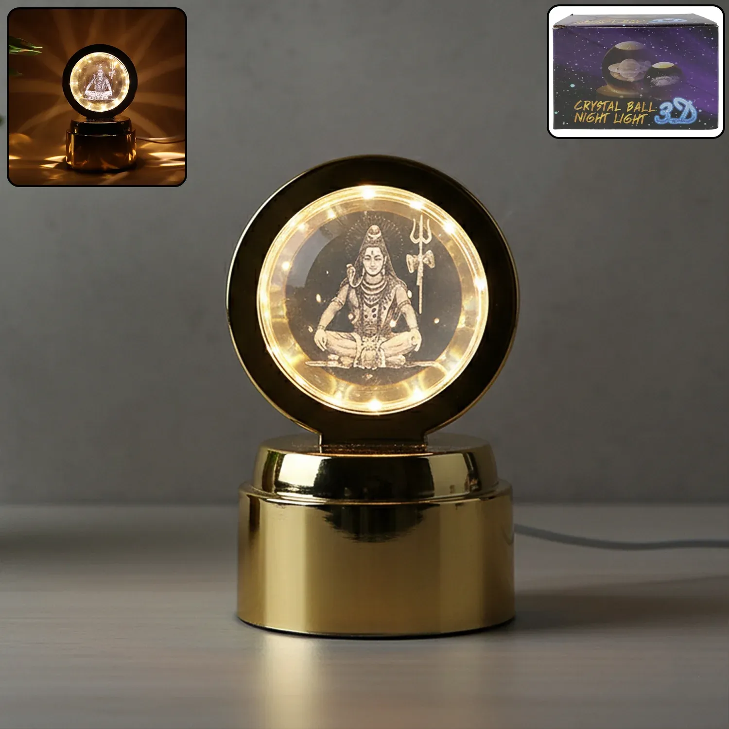 Premium Mahadev 3D Crystal Ball Night Light (1 Pc) - Buy Online at Alikart