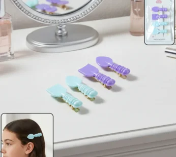 Cute Spoon & Spatula Shape Decorative Hair Clip Set (4 Pc)