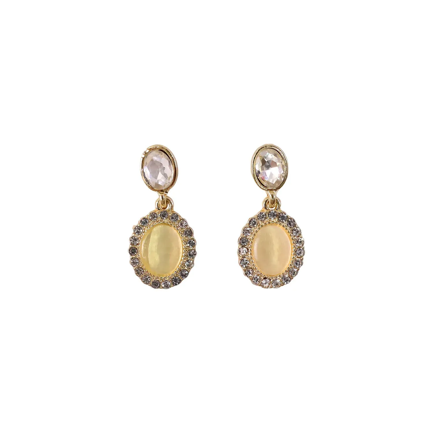 Elegant Oval Crystal Drop Earrings for Women & Girls - Detailed Feature View 4