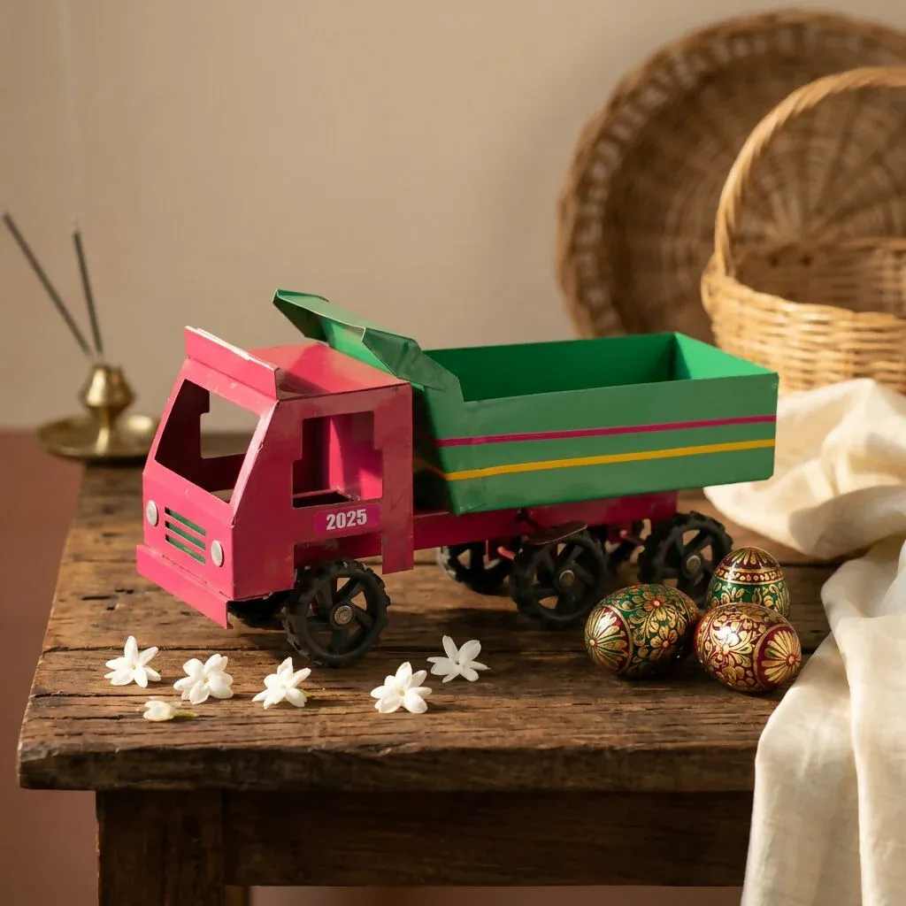 Metal Dumper Truck Toy for Kids with Tilting Bed and Rolling Wheels
