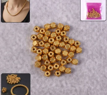 Gold-Plated Hexagon Spacer Beads for Jewelry Making – Diamond Cut Design (Pack of 50)