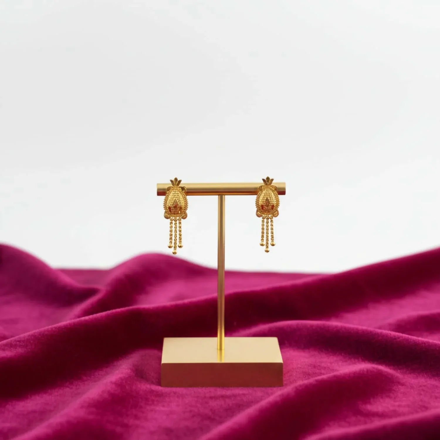 Nice 3 Line Golden Earrings for Women & Girls – Traditional Fancy Jewellery Gift - Detailed Feature View 2