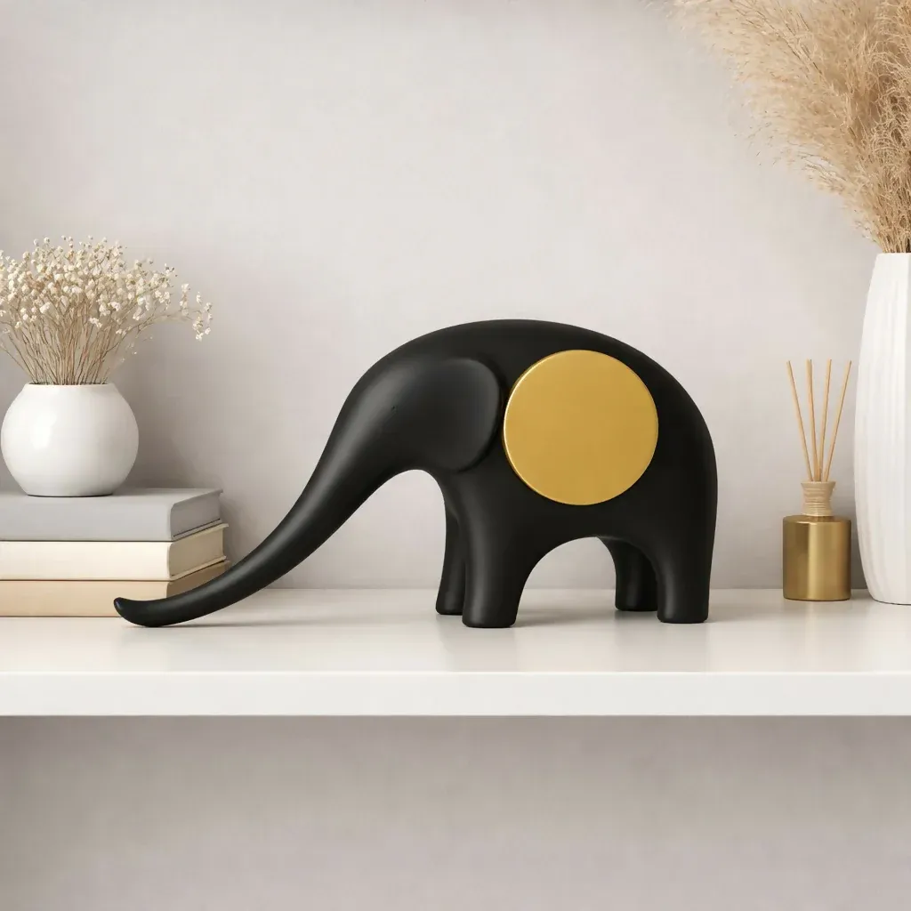 Modern Matte Finish Elephant Showpiece for Home Decor - Detailed Feature View 1
