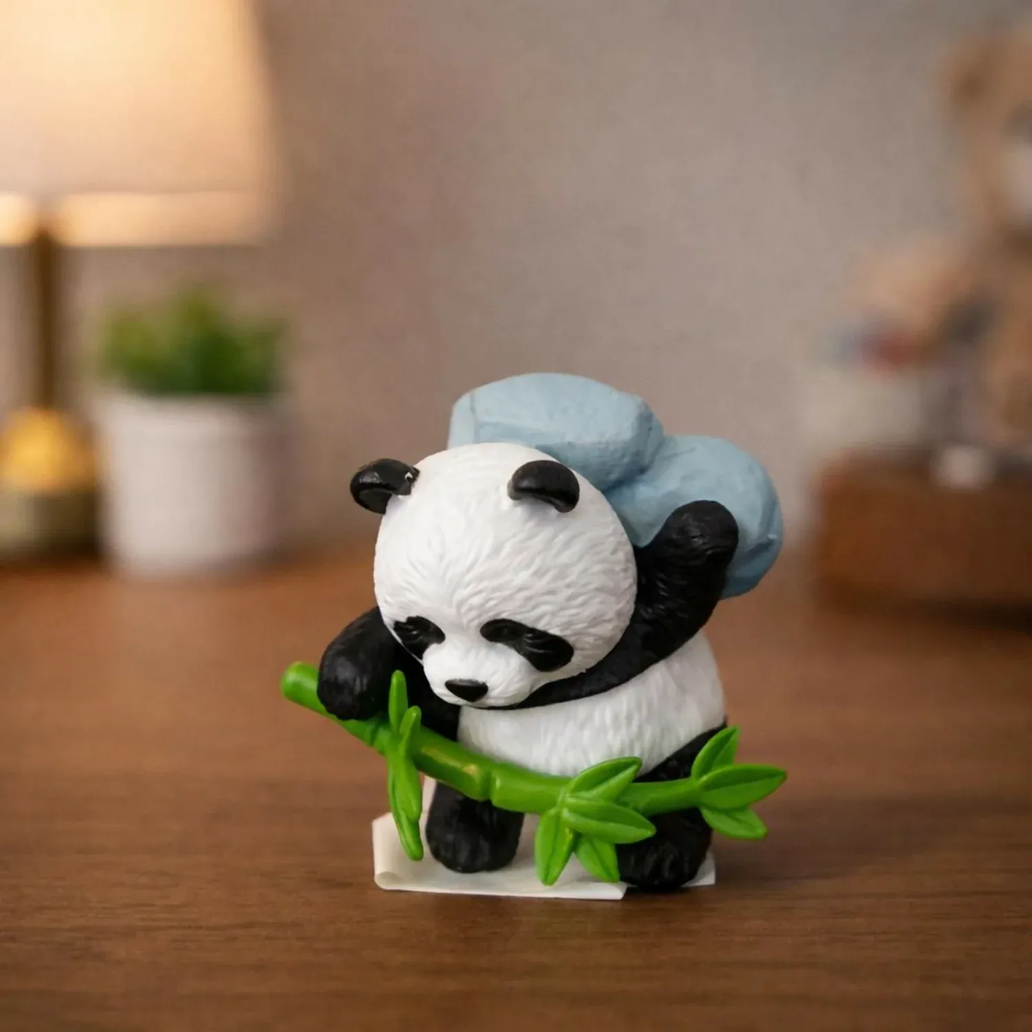 Panda Bamboo Resin Showpiece – Cute Mini Decorative Figurine - Detailed Feature View 1