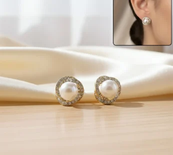 Korean Style Pearl Floral Stud Earrings for Women & Girls