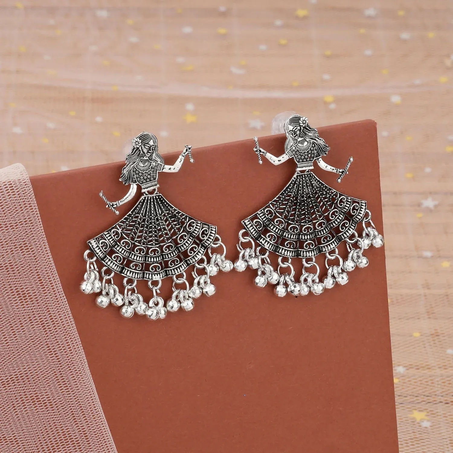 Premium Oxidised Silver Dancing Doll Jhumka Earings - Buy Online at Alikart