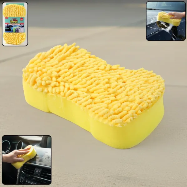 Chenille Microfiber Car Washing Sponge – Soft & Dual-Surface, 1 Pc