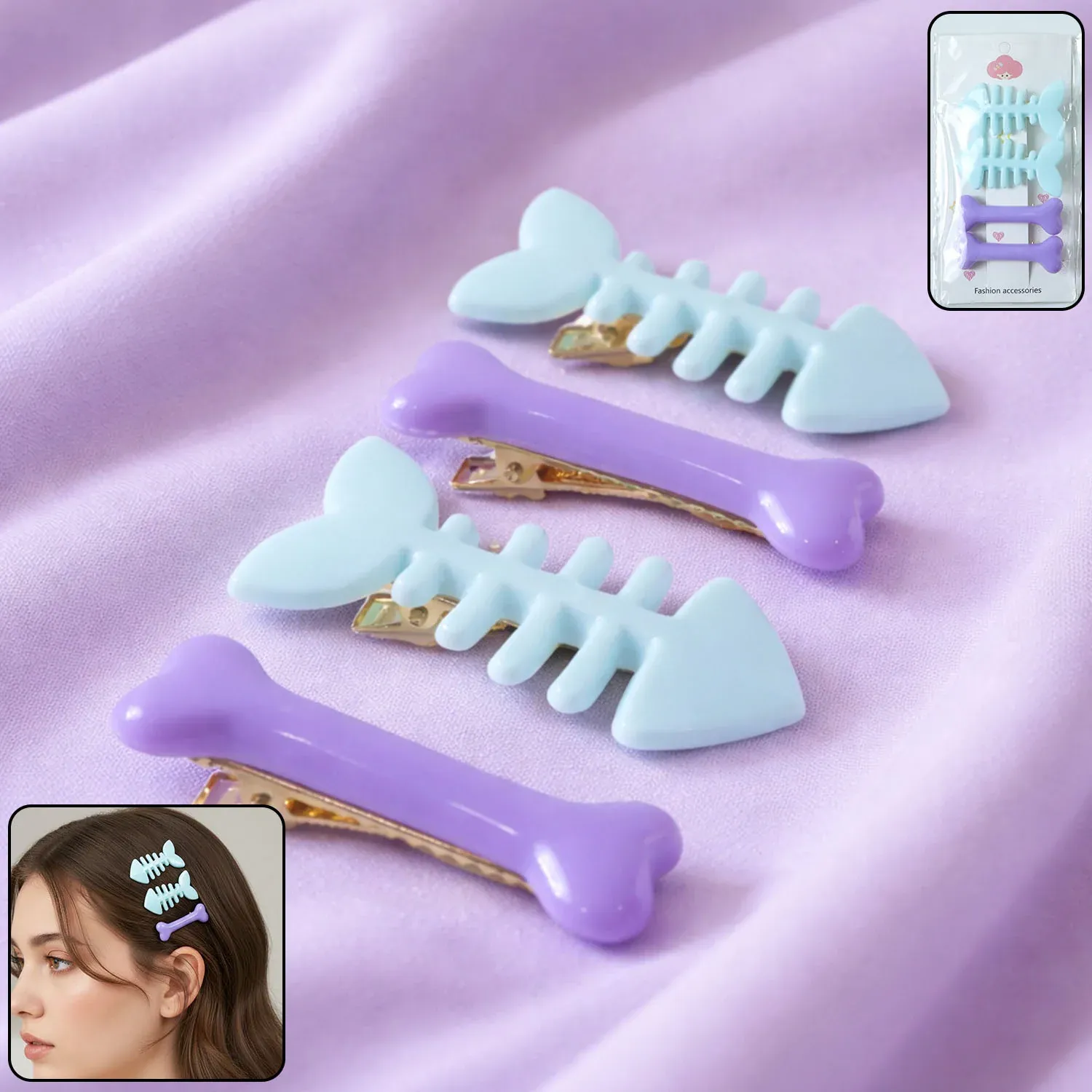 Premium Fishbone Hair Clip Set – Cute & Strong Grip Pack of 4 - Buy Online at Alikart