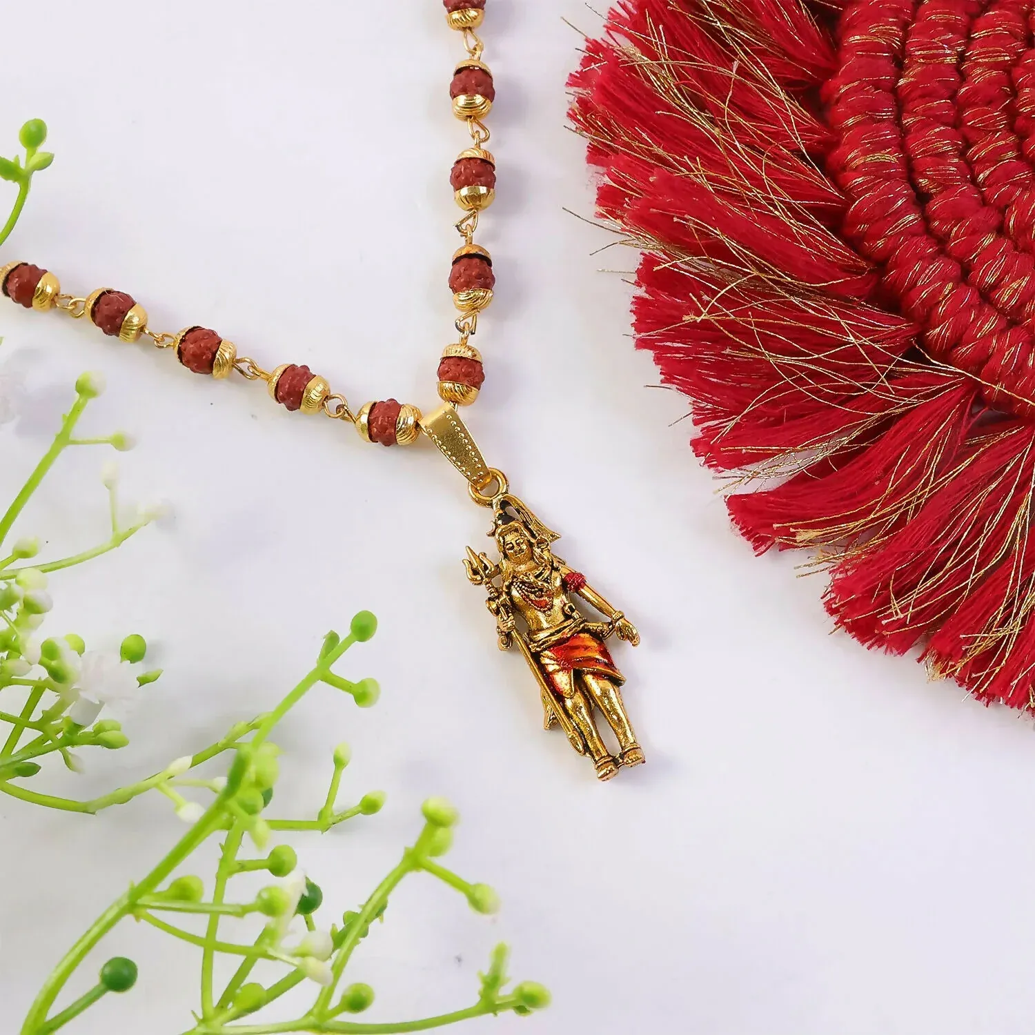 Mahadev Pendant with Rudraksha Necklace Combo - Detailed Feature View 1