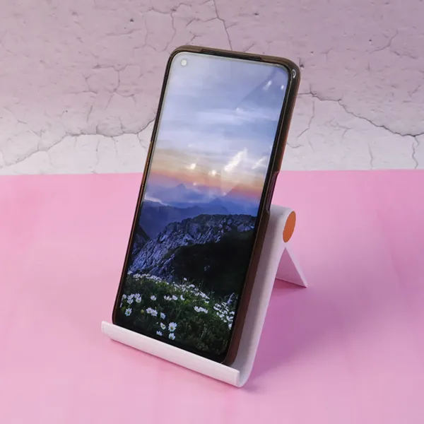 Foldable Plastic Desktop Mobile Stand – White, Slim & Portable