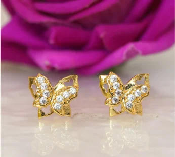 Gold & Diamond-Accented Butterfly Stud Earrings for women & girls