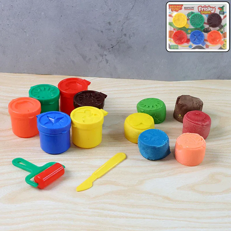 Premium Khyati Frisky Dough Set – 6 Colour Modelling Clay with Roller & Cutter - Buy Online at Alikart