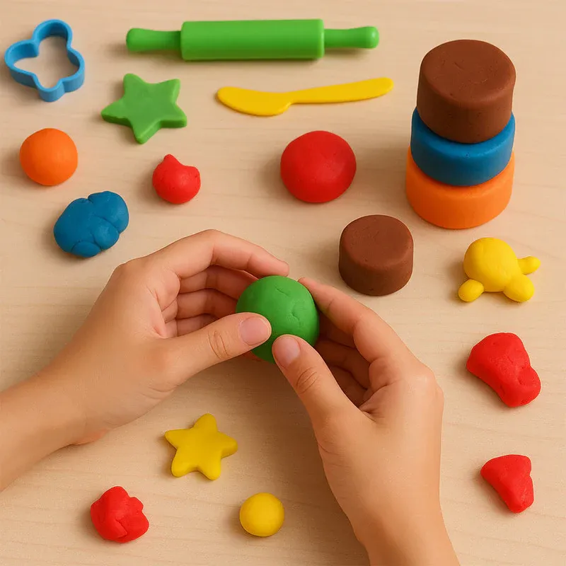 Khyati Frisky Dough Set – 6 Colour Modelling Clay with Roller & Cutter - Detailed Feature View 1
