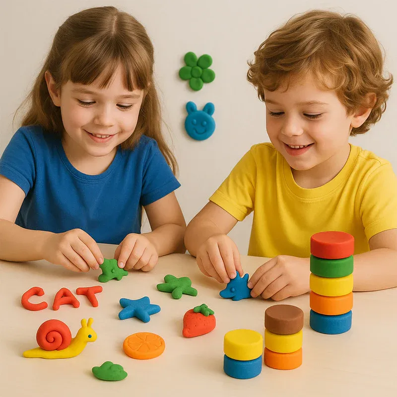 Khyati Frisky Dough Set – 6 Colour Modelling Clay with Roller & Cutter - Detailed Feature View 2