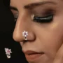 Premium Non-Piercing AD Nose Clip Set - Flower & Gold Pave Hoop - Buy Online at Alikart