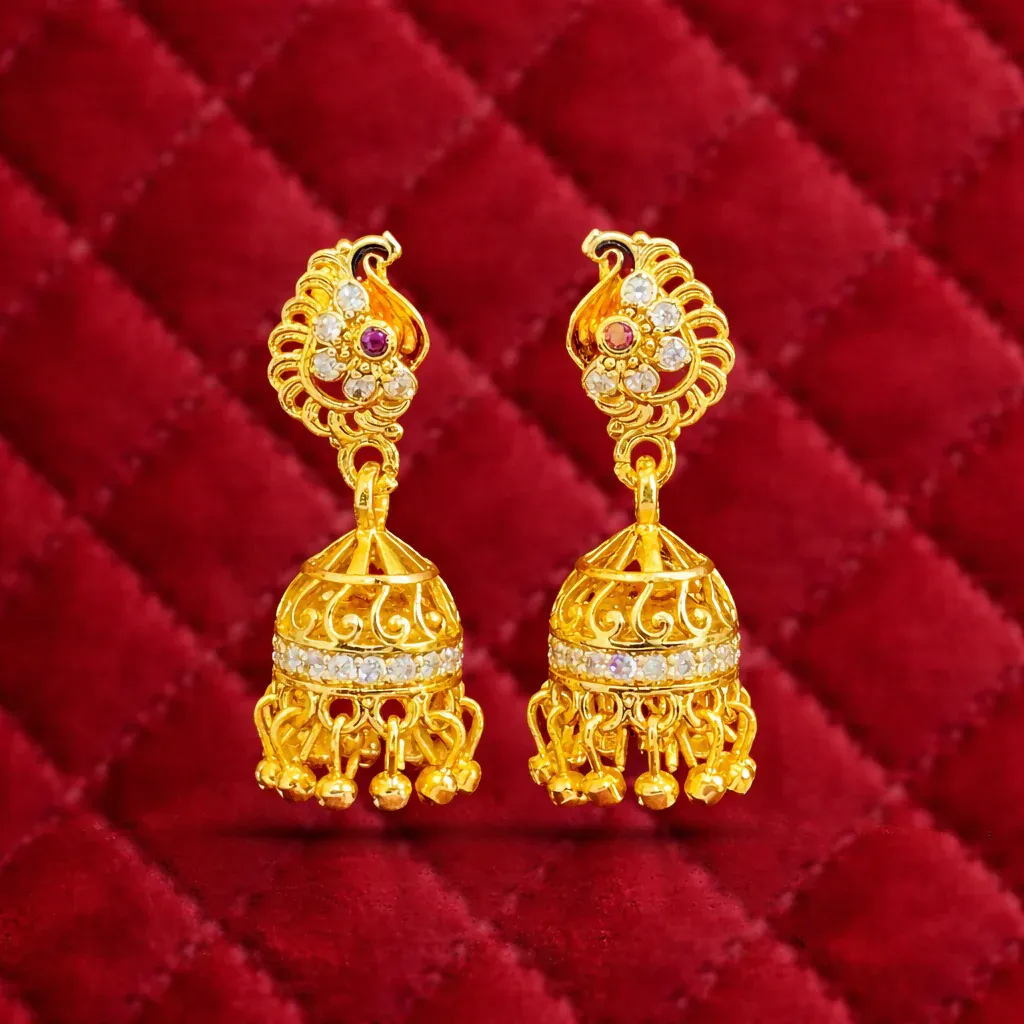 Peacock Earrings – Traditional Design with Contemporary Finish - Detailed Feature View 1