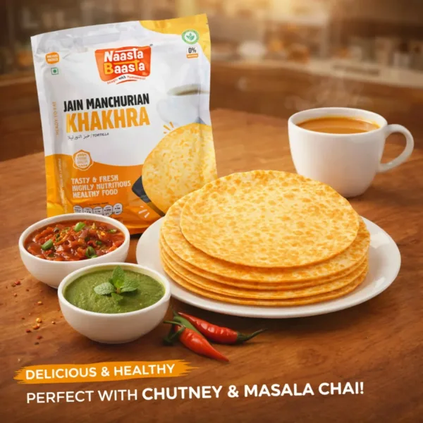 Naasta Baasta Jain Manchurian Khakhra – Crispy Ready to Eat Whole Wheat Snack (200 Gm)