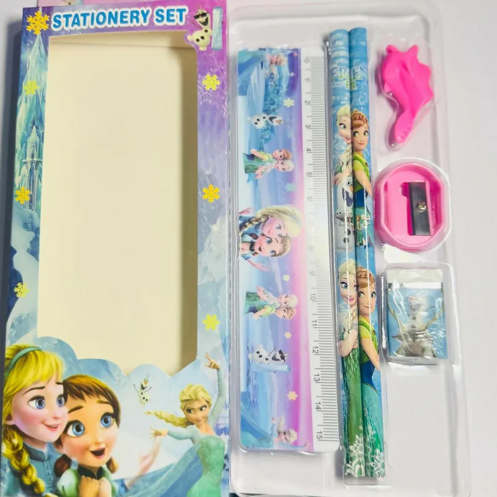 Kids Stationery Set with 2 Pencils, Ruler, Eraser, Sharpener & Finger Grip - Detailed Feature View 2