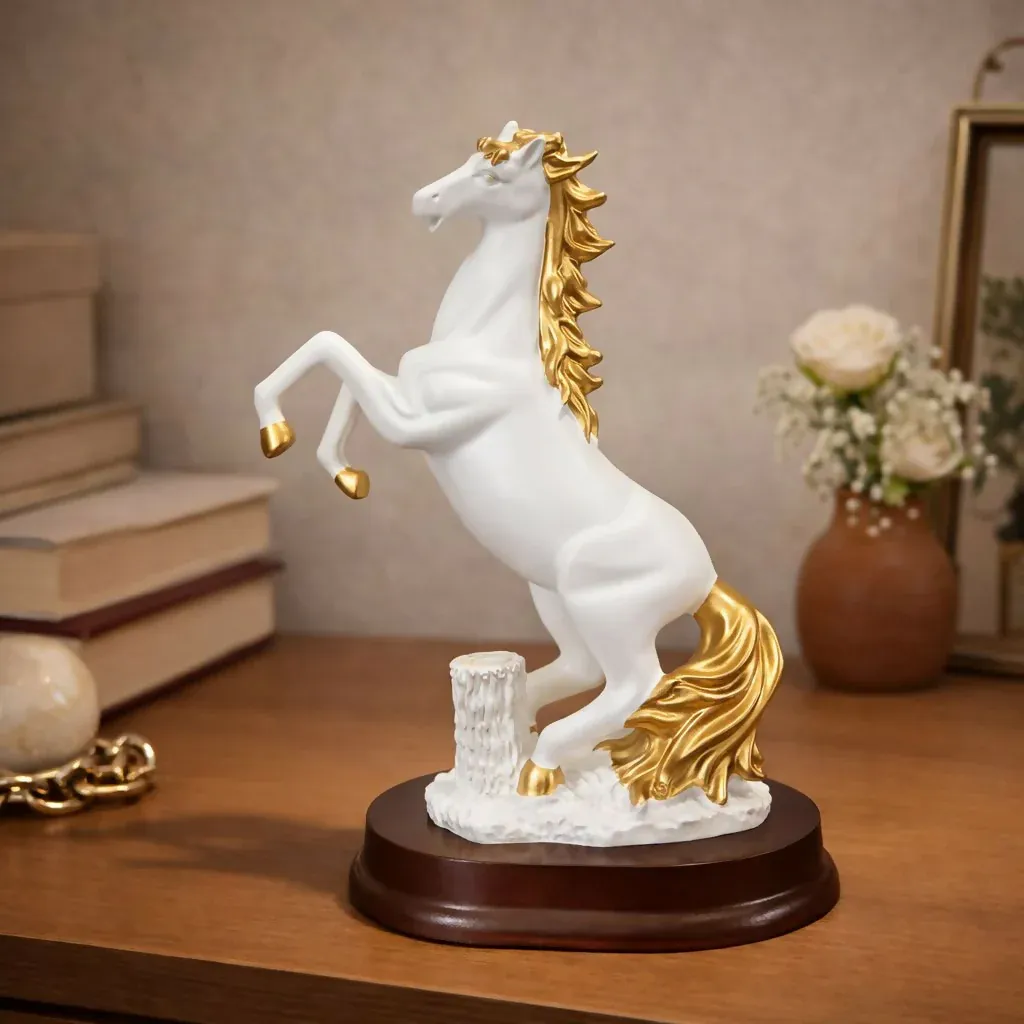 Premium White Elegant Horse Showpiece Statue for Home Decor Tabletop - Buy Online at Alikart