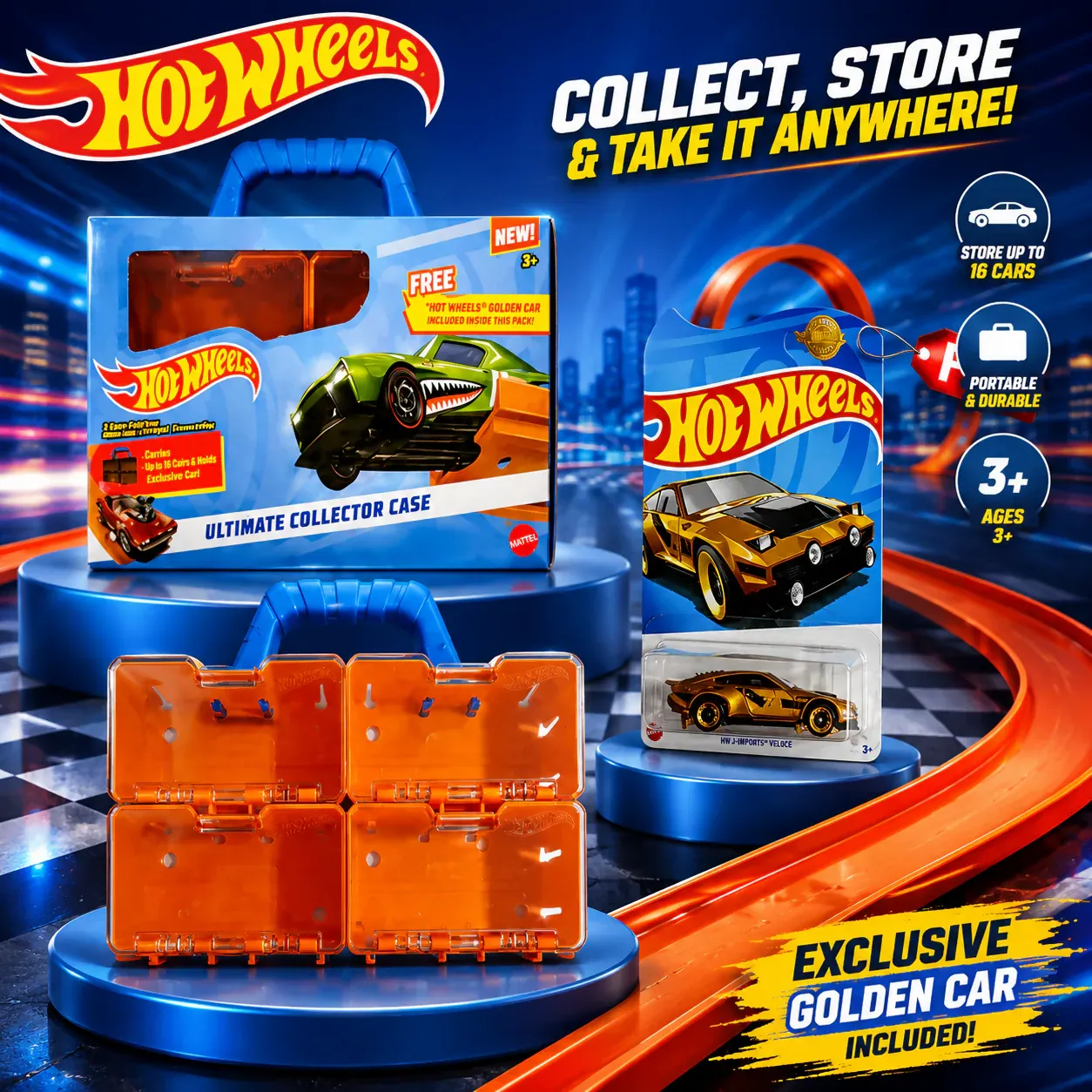 Hot Wheels Ultimate Collector Case with Exclusive Golder Car