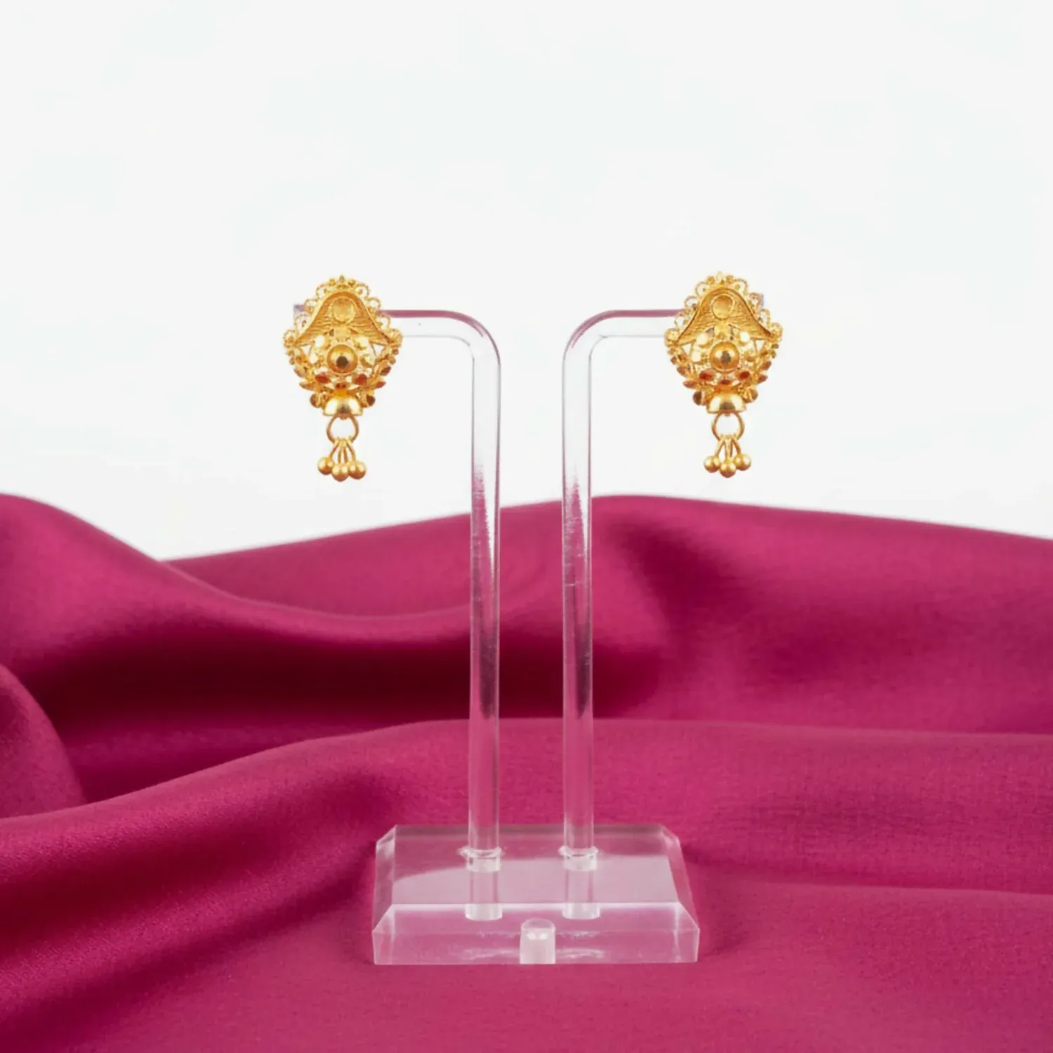 3 Drops Golden Earrings for Women & Girls – Traditional Fancy Jewellery Gift - Detailed Feature View 2