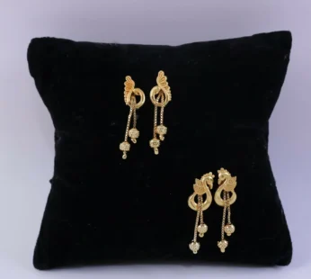 Luxury Swan Motif Gold Dangle Earrings with Cascading Chain Beads for Women (2 Pair)