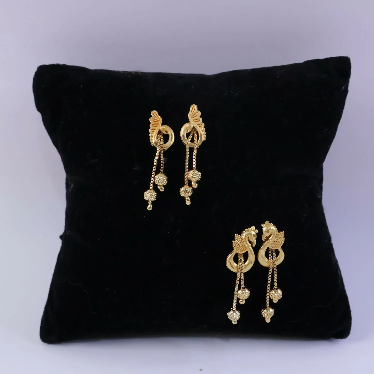 Premium Luxury Swan Motif Gold Dangle Earrings with Cascading Chain Beads for Women (2 Pair) - Buy Online at Alikart