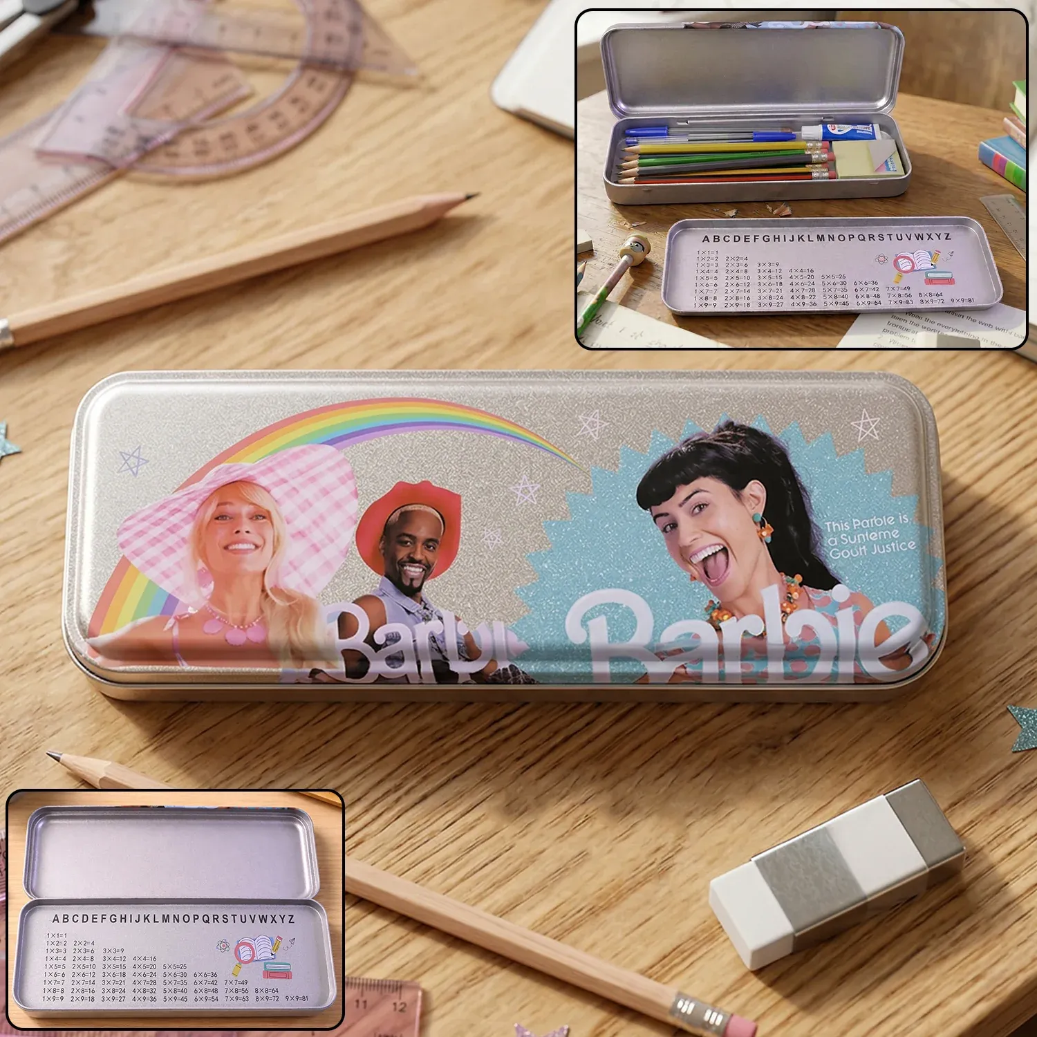 Premium Durable Printed Metal Pencil Box with Hinged Lid - Stationery Organizer - Buy Online at Alikart