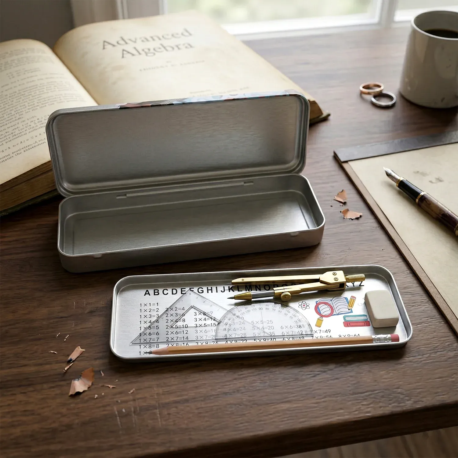 Durable Printed Metal Pencil Box with Hinged Lid - Stationery Organizer - Detailed Feature View 7