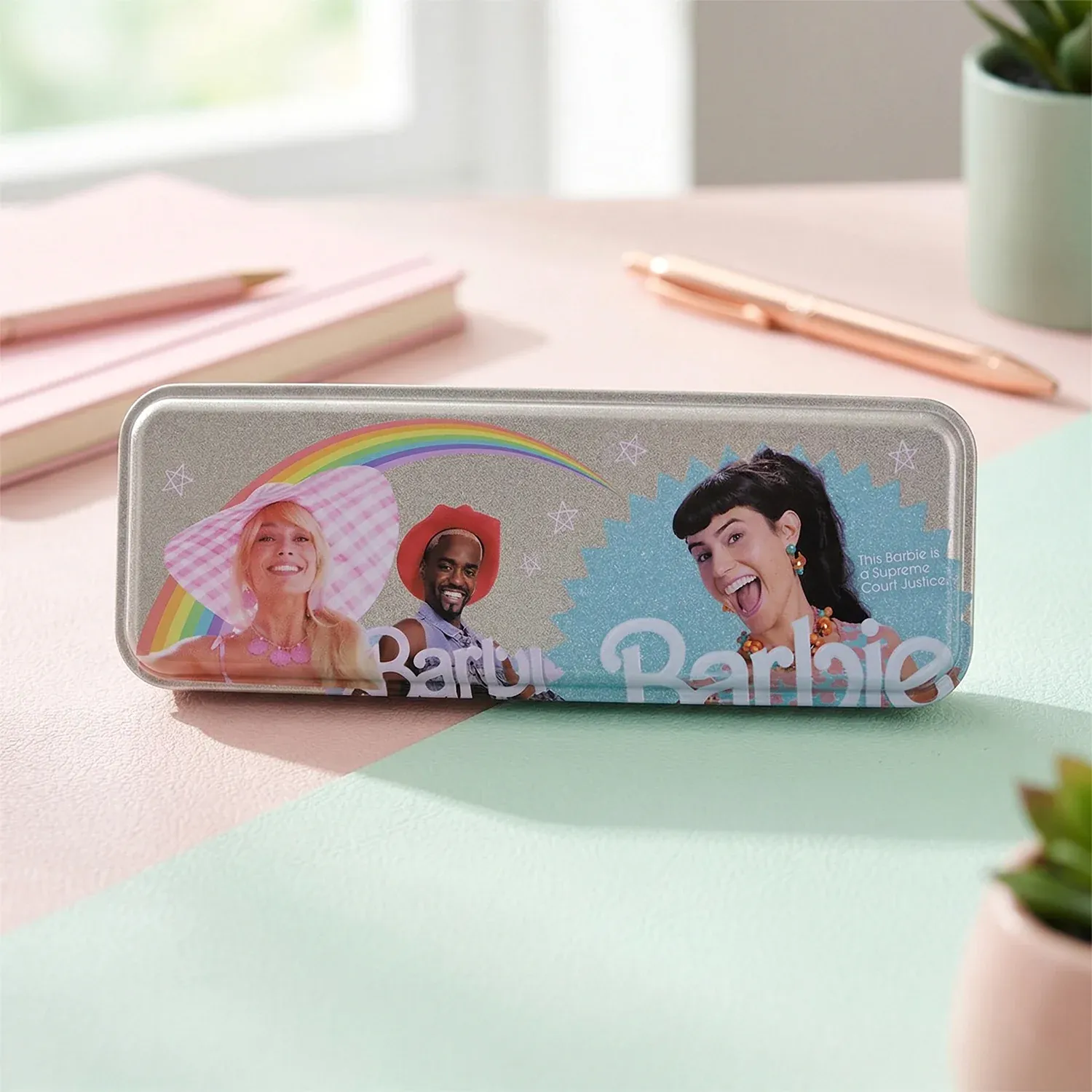 Durable Printed Metal Pencil Box with Hinged Lid - Stationery Organizer - Detailed Feature View 6