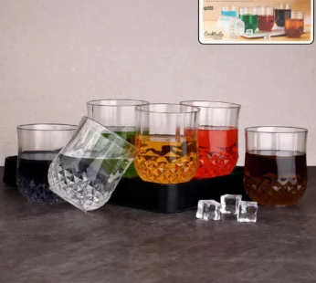 Transparent Diamond-Pattern Drinking Glass Set (6 Pc Set)